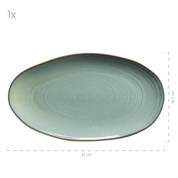 Servierplatten Nottingham 3-teilig - Keramik - Mintgrün