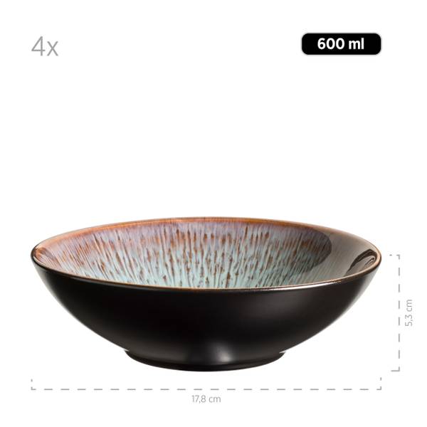 Kombiset Teona 20-teilig - Keramik - Schwarz