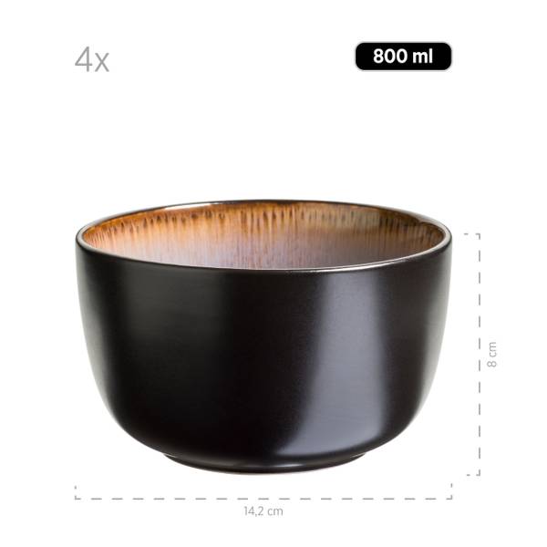 Kombiset Teona 20-teilig - Keramik - Schwarz