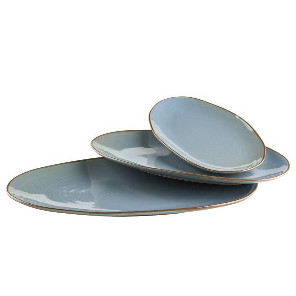 Servierplatten Nottingham 3-teilig - Keramik - Blaugrau