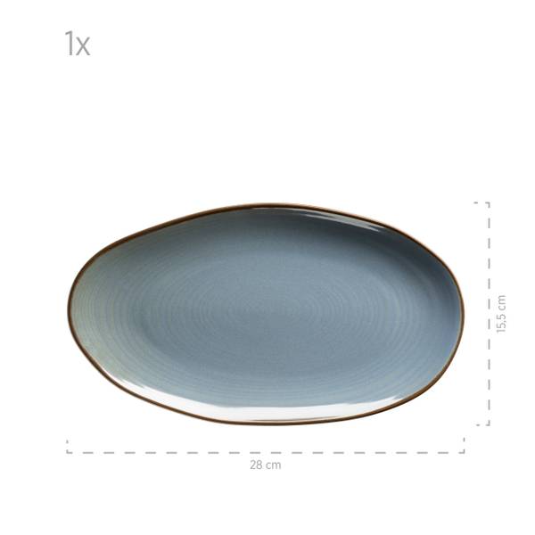Servierplatten Nottingham 3-teilig - Keramik - Blaugrau