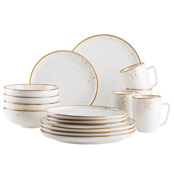 Kombiservice Pintar 16-teilig - Porzellan - Beige - Creme / Braun