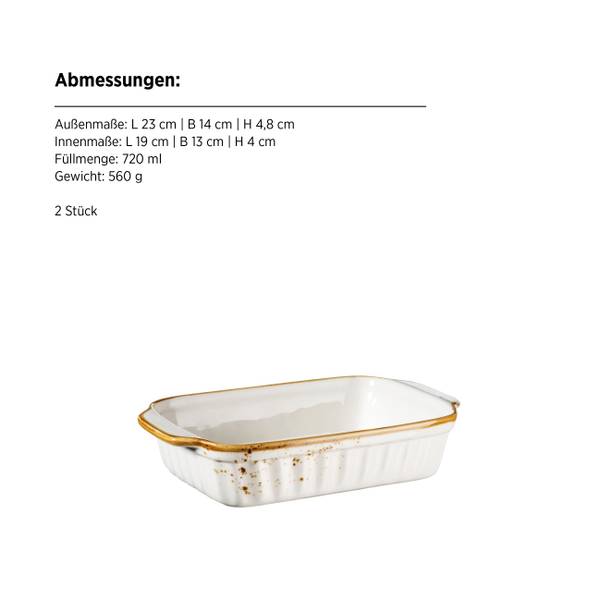 Auflaufform Pintar 2er-Set - Porzellan - Weiß