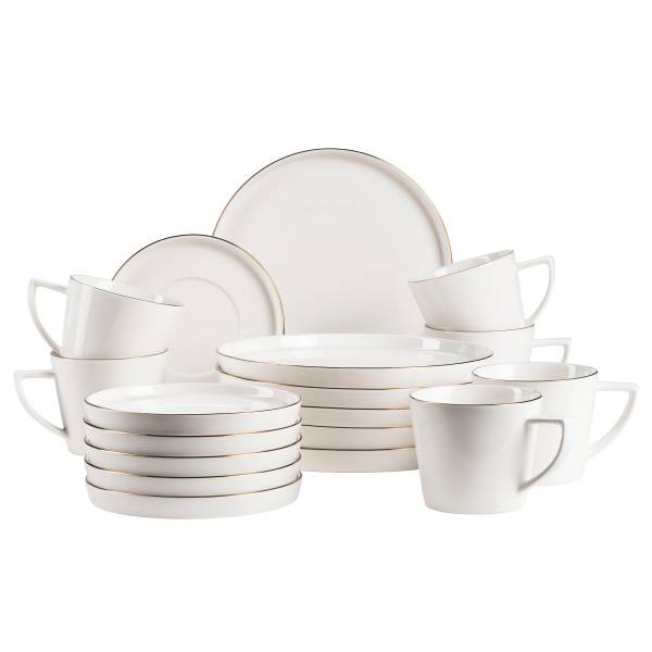 Kaffeeservice Sita 18-teilig - Porzellan - Weiß / Gold