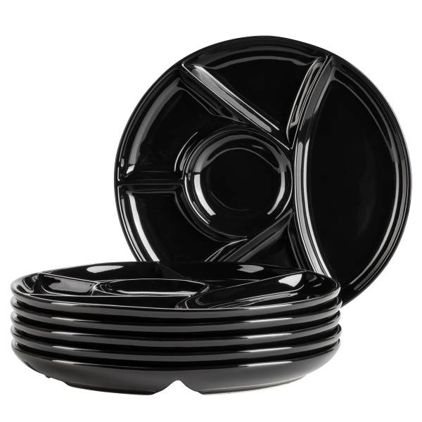 Fondueteller Ucota 6er-Set - Porzellan - Schwarz