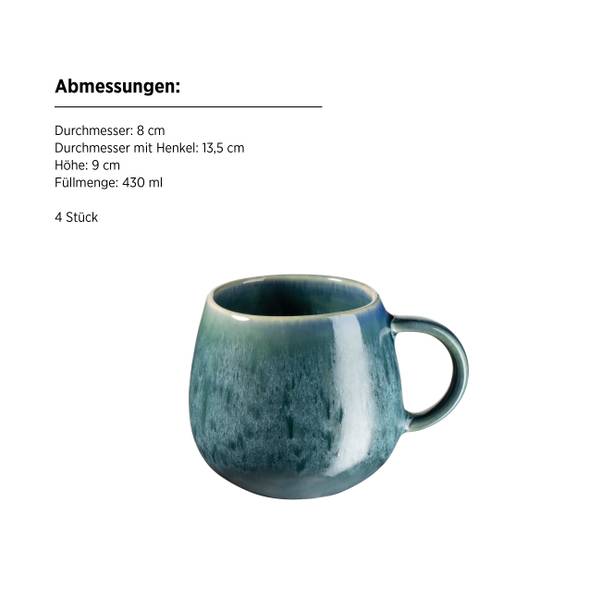 Frühstücksset Carellia 12-teilig - Blau - 55 x 33 x 27 cm