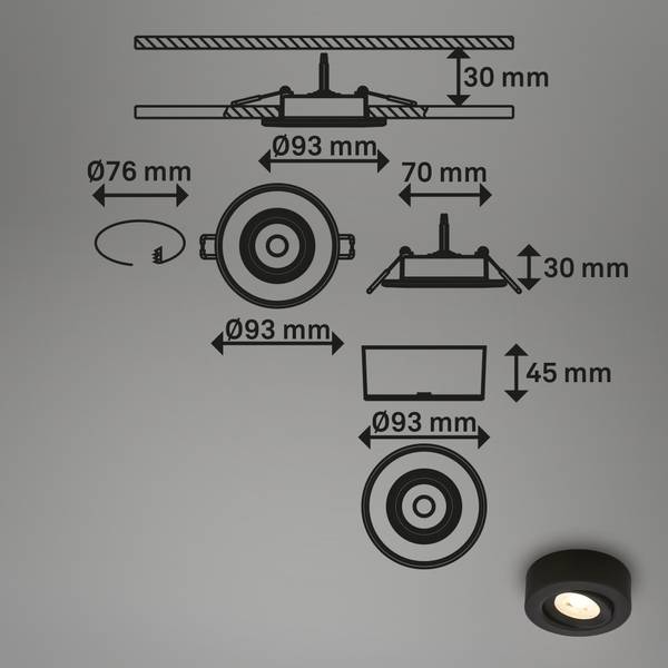 LED Ein- & Aufbauleuchte Desi Typ B - Schwarz