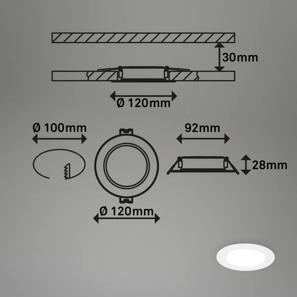 LED Einbauleuchte Jeft 3er-Set - Durchmesser: 12 cm