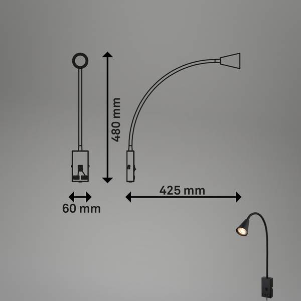 Wandleuchte Justra - Schwarz - Aluminium - 6 x 49 x 43 cm
