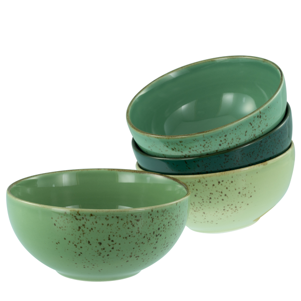 Schalen Nature Green Life 4-teilig Typ A - Grün - Porzellan - Höhe: 9 cm