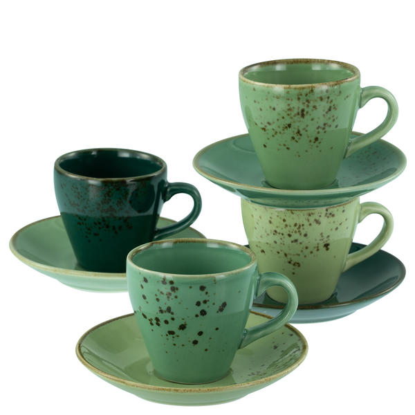 Espressoset Nature Green Life 8-teilig - Grün - Porzellan