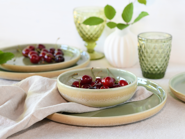 Tellerset Romana 12-teilig - Grün - Porzellan - 40 x 36 x 36 cm