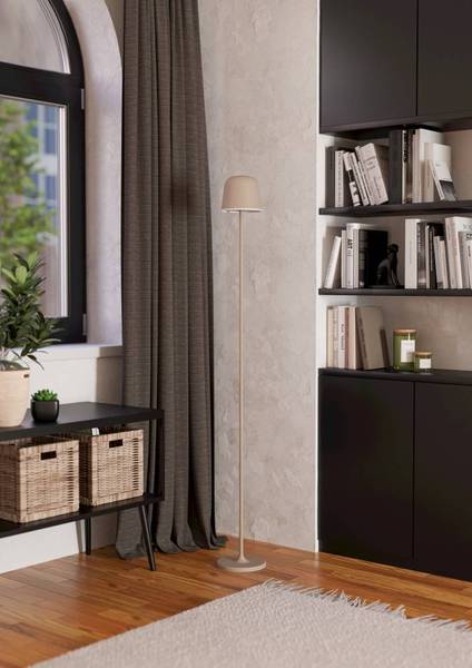 LED-Stehleuchte Mannera - Stahl / Kunststoff - 1-flammig - Sand / Weiß
