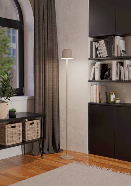 LED-Stehleuchte Mannera - Stahl / Kunststoff - 1-flammig - Sand / Weiß