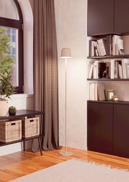 LED-Stehleuchte Mannera - Stahl / Kunststoff - 1-flammig - Sand / Weiß