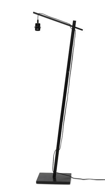 Stehleuchte Bhutan - Bambus massiv / Eisen - 1-flammig - Schwarz / Beige - Durchmesser: 25 cm