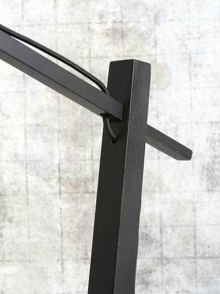 Stehleuchte Bhutan - Bambus massiv / Eisen - 1-flammig - Schwarz / Beige - Durchmesser: 25 cm
