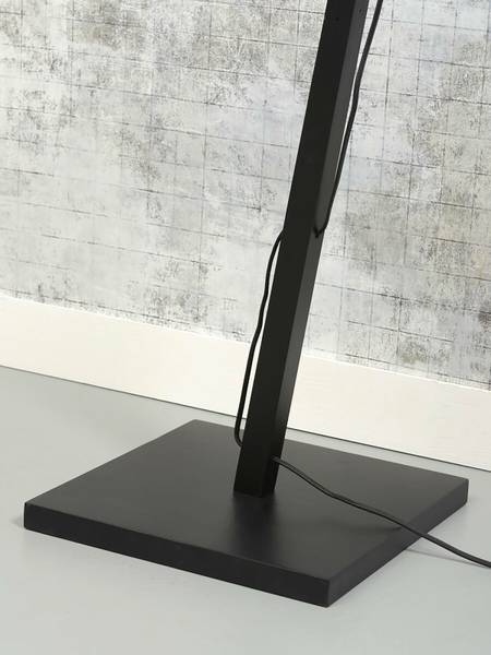 Stehleuchte Bhutan - Bambus massiv / Eisen - 1-flammig - Schwarz / Beige - Durchmesser: 25 cm