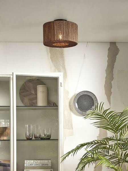 Deckenleuchte Iguazu Typ D - Beige - Eisen - Jute - 30 x 16 x 30 cm