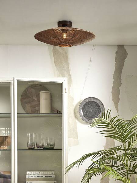 Deckenleuchte Iguazu Typ B - Beige - Eisen - Jute - 55 x 14 x 55 cm