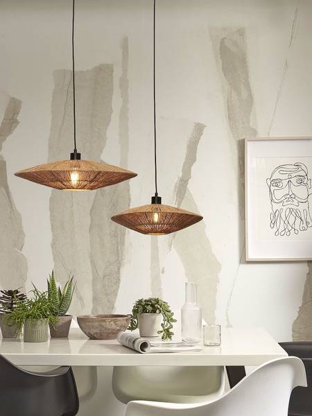 Pendelleuchte Iguazu Typ A - Rattan - 1-flammig - Beige