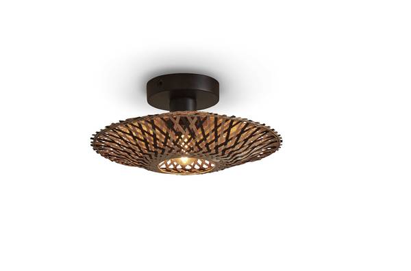 Deckenleuchte Kalimantan - Bambus massiv / Eisen - 1-flammig - Durchmesser: 30 cm