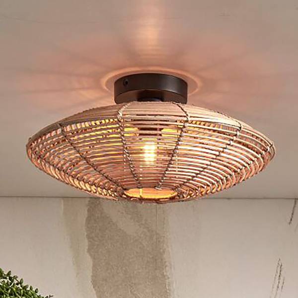 Deckenleuchte Tanami Typ B - Beige - Eisen - Rattan - 40 x 10 x 40 cm