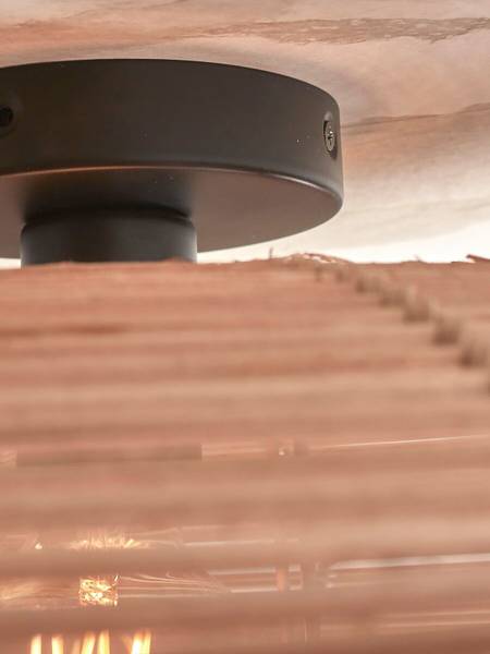 Deckenleuchte Tanami Typ B - Beige - Eisen - Rattan - 40 x 10 x 40 cm