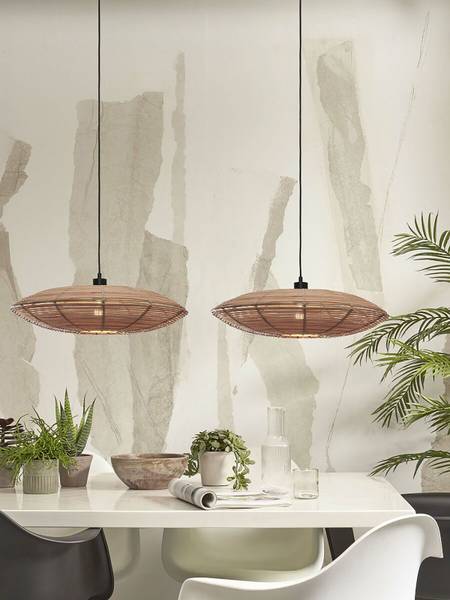 Pendelleuchte Tanami Typ A - Beige - Eisen - Rattan - 55 x 14 x 55 cm