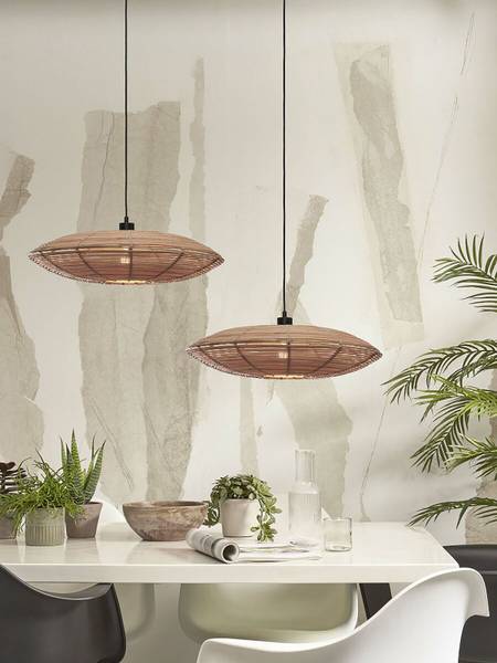 Pendelleuchte Tanami Typ A - Beige - Eisen - Rattan - 55 x 14 x 55 cm