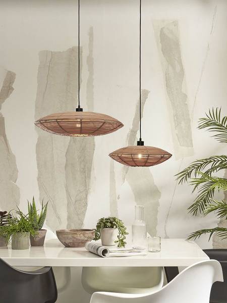 Pendelleuchte Tanami Typ A - Beige - Eisen - Rattan - 55 x 14 x 55 cm
