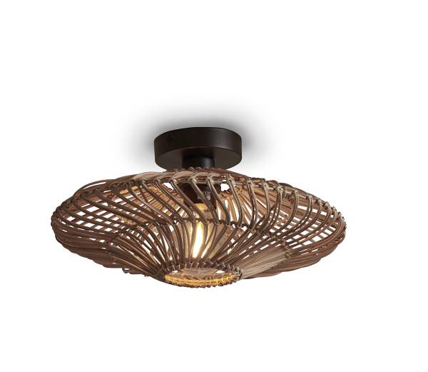 Deckenleuchte Zanzibar - Beige - Eisen - Rattan - 40 x 12 x 40 cm