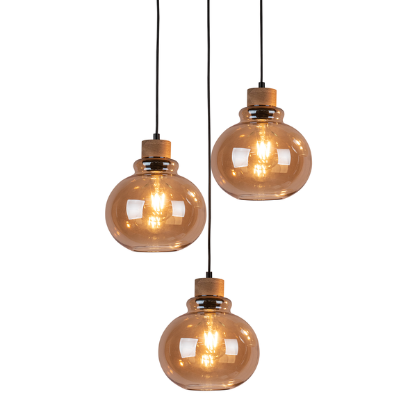 Pendelleuchte Serena Typ A - Schwarz - Braun - Farbglas - 40 x 120 x 40 cm