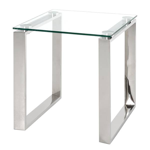 Beistelltisch David - Glas / Edelstahl - 42 x 42 cm