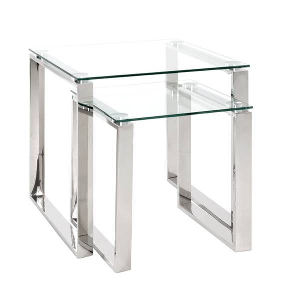 Beistelltisch David - Glas / Edelstahl - 42 x 42 cm