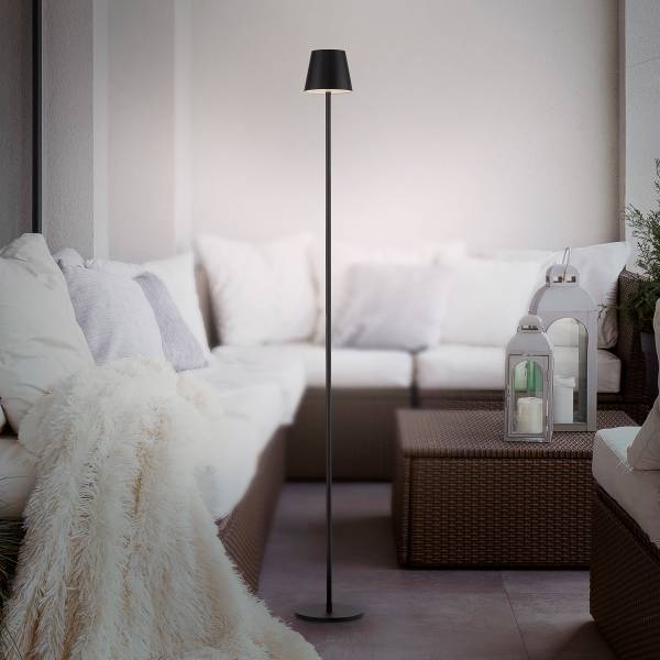 LED-Stehleuchte Euria - Eisen - 1-flammig - Schwarz
