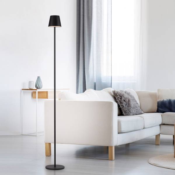 LED-Stehleuchte Euria - Eisen - 1-flammig - Schwarz