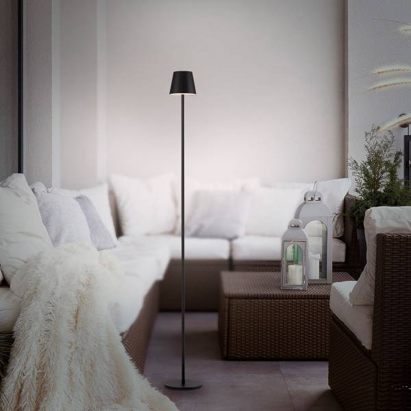 LED-Stehleuchte Euria - Eisen - 1-flammig - Schwarz