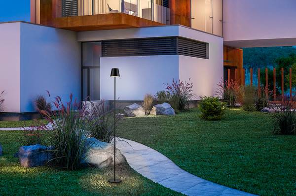 LED-Stehleuchte Euria - Eisen - 1-flammig - Schwarz