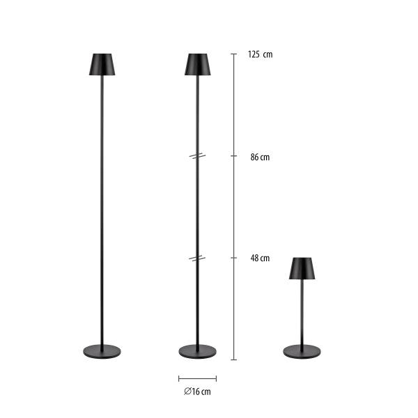 LED-Stehleuchte Euria - Eisen - 1-flammig - Schwarz