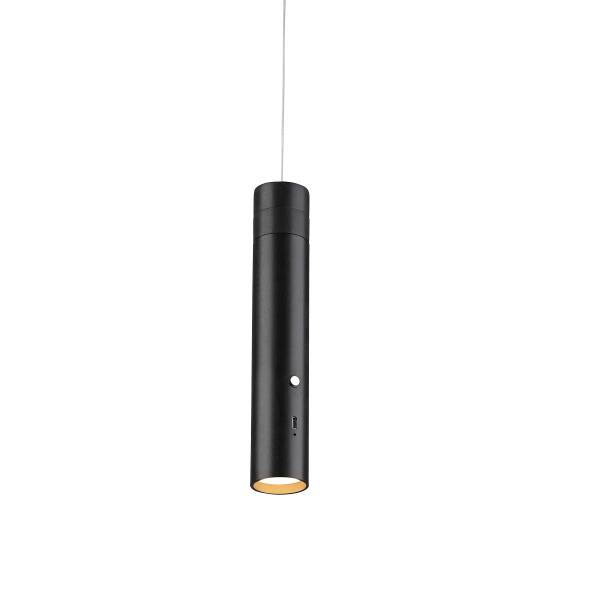 LED-Pendelleuchte Attach - Polycarbonat - 1-flammig - Schwarz