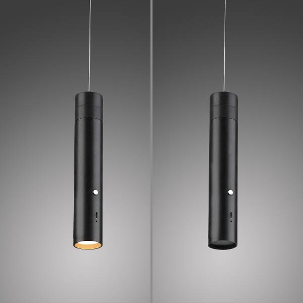 LED-Pendelleuchte Attach - Polycarbonat - 1-flammig - Schwarz