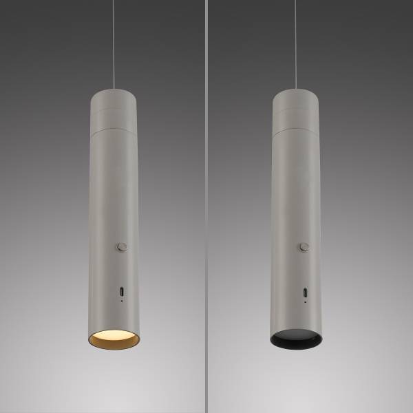 LED-Pendelleuchte Attach - Polycarbonat - 1-flammig - Grau