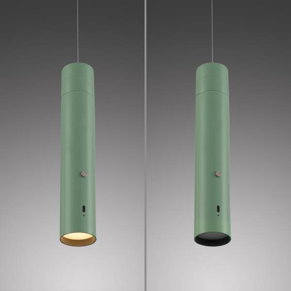 LED-Pendelleuchte Attach - Polycarbonat - 1-flammig - Mintgrün