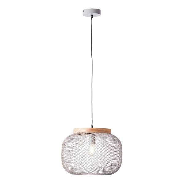 Pendelleuchte Giada 1-flammig - Eisen / Kiefer - 1-flammig - Grau - Durchmesser: 39 cm