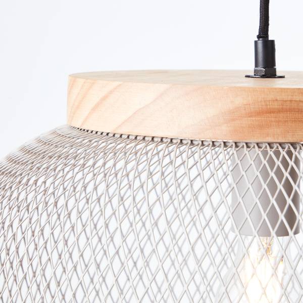 Pendelleuchte Giada 1-flammig - Eisen / Kiefer - 1-flammig - Grau - Durchmesser: 39 cm