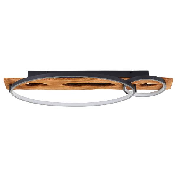 LED-Deckenleuchte Pirus - Eisen / Kiefer - Schwarz - 1-flammig
