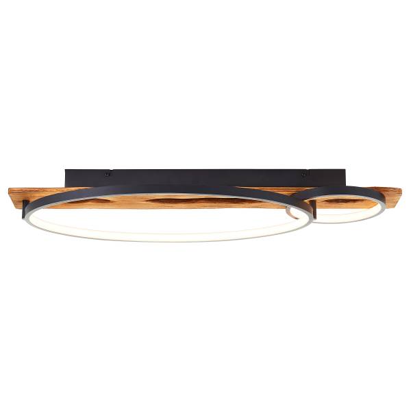 LED-Deckenleuchte Pirus - Eisen / Kiefer - Schwarz - 1-flammig