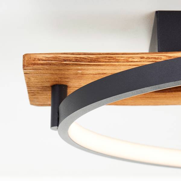 LED-Deckenleuchte Pirus - Eisen / Kiefer - Schwarz - 1-flammig