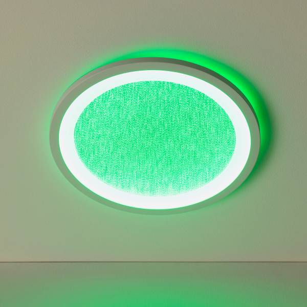 LED-Deckenleuchte Tanida - Kunststoff - 1-flammig - Weiß - Durchmesser: 30 cm - RGB / Multicolor - Warmweiß - Kaltweiß